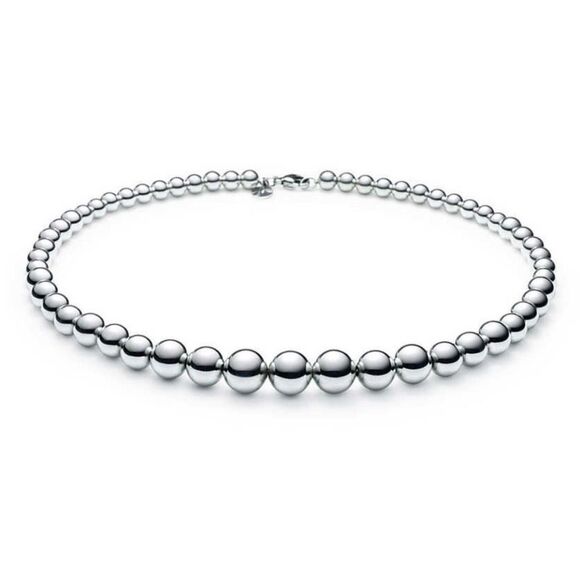 Tiffany & Co Hardwear Graduated Ball Bead Necklace - 925 Silver - 16” - Picture 3 of 15